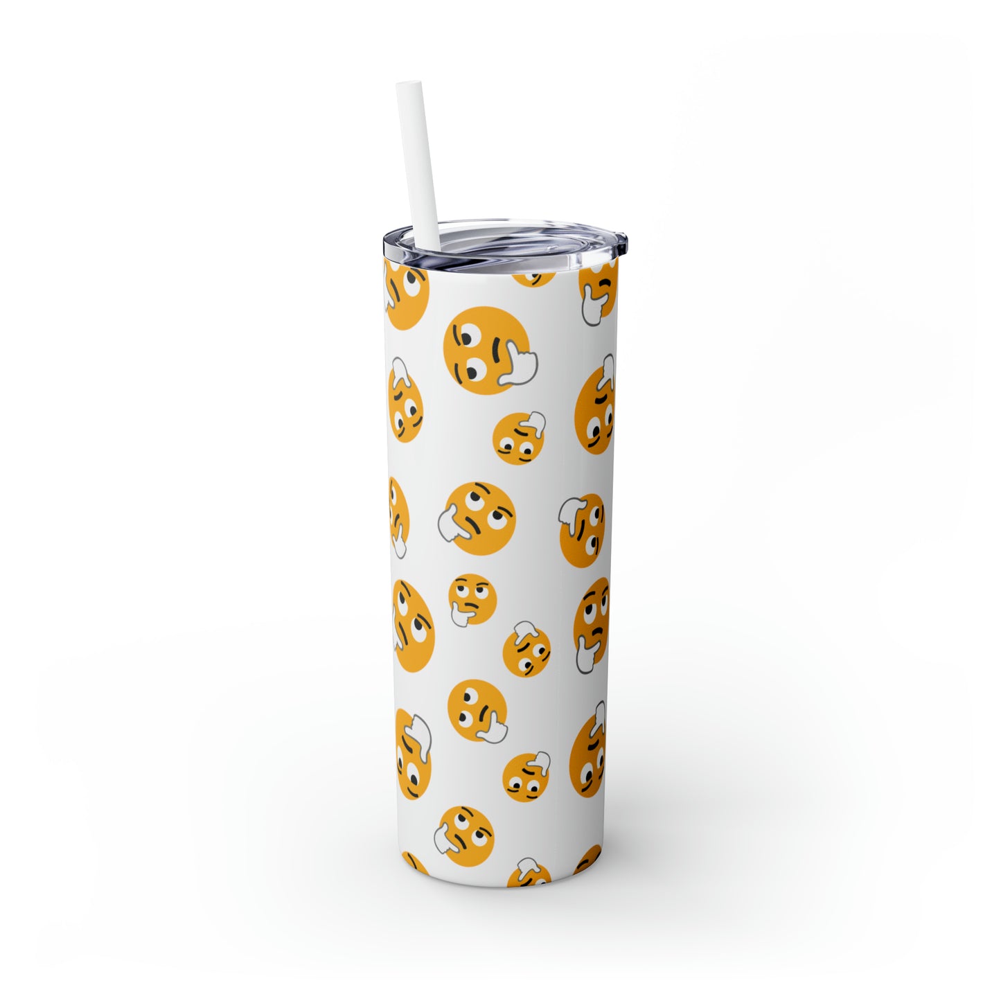 Thinking Emoji Tumbler with Straw, 20oz