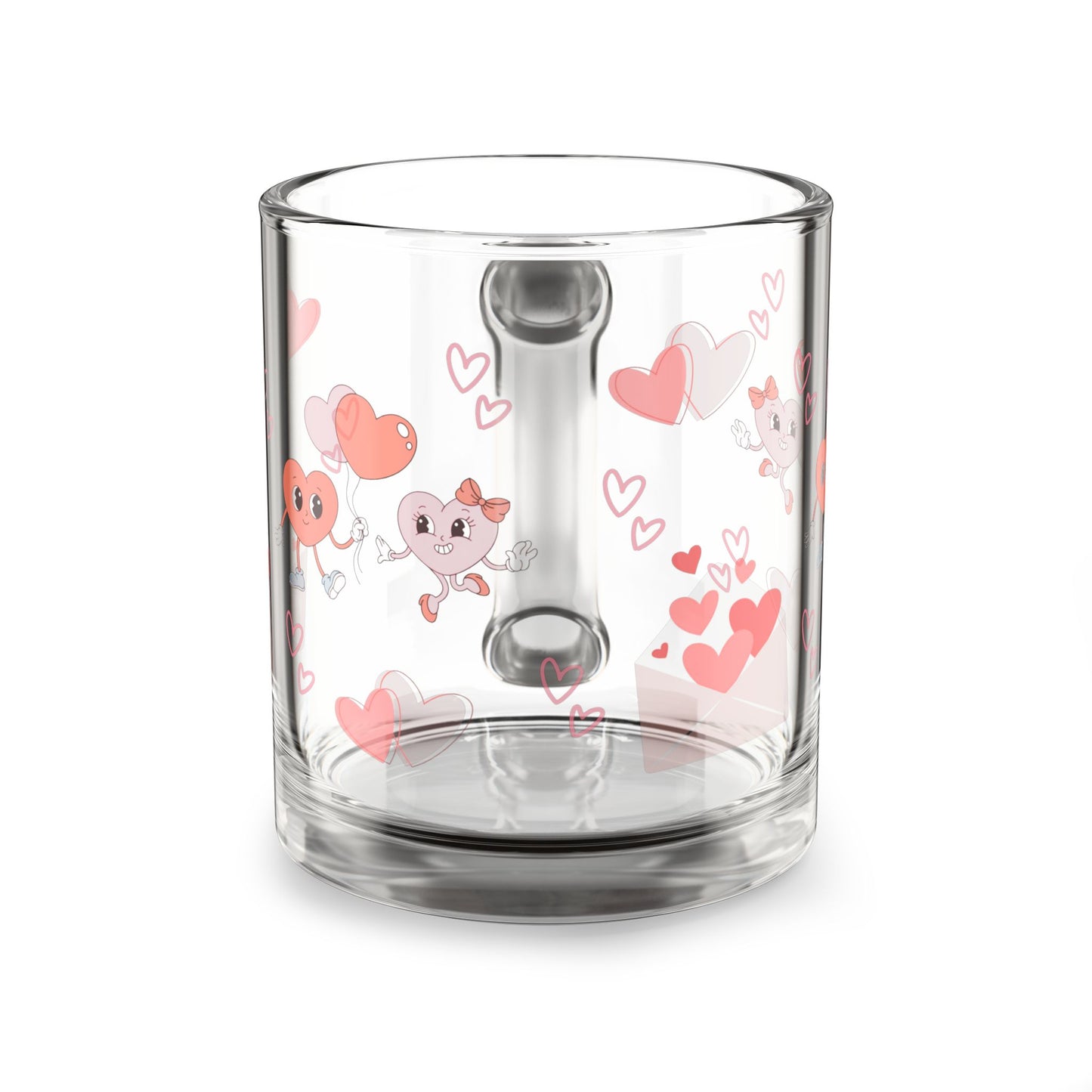 Heartfelt Glass Mug, 10oz | Cute Heart Design | Gift for Couples, Valentine's Day, Wedding, Home Decor, Coffee Lovers