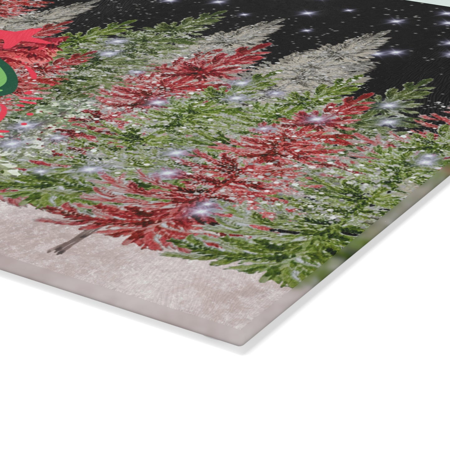 Christmas Glass Cutting Board - Merry Christmas Design, Holiday Decor, Kitchen Gift, Festive Cooking Board, Seasonal Kitchenware