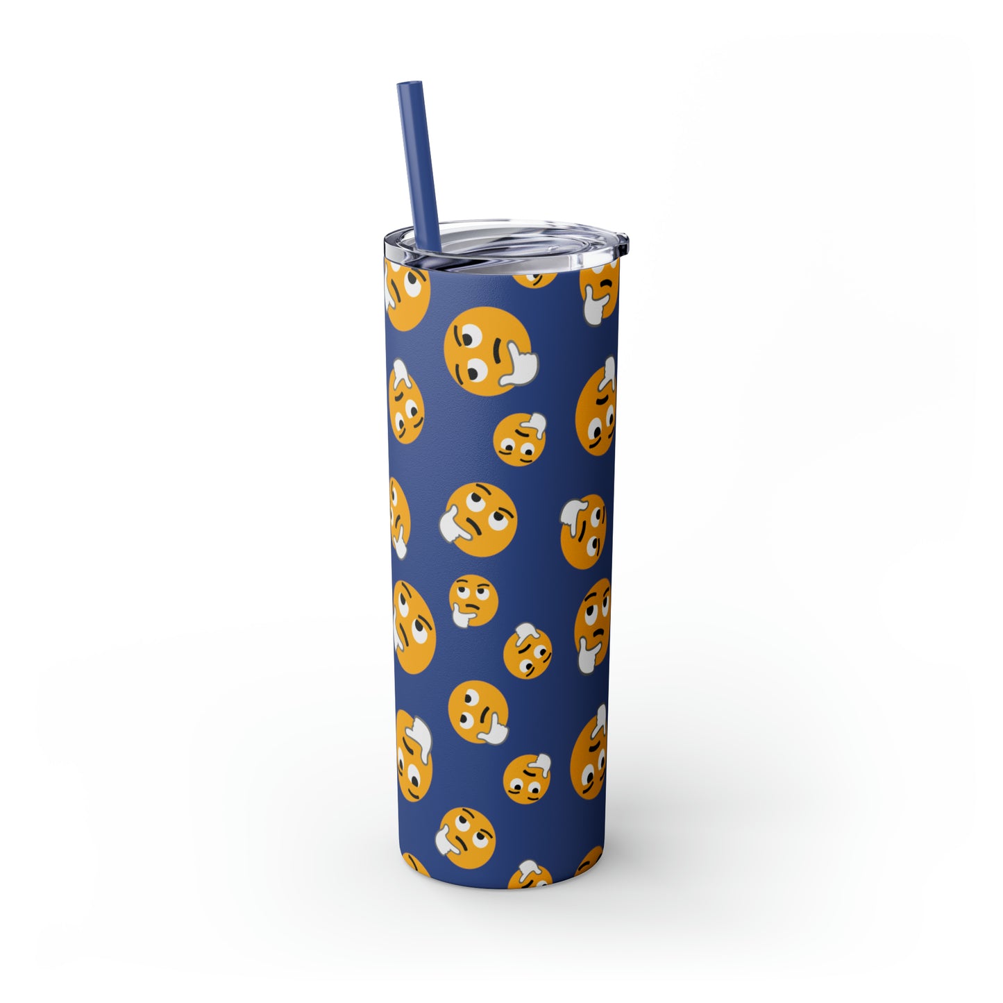 Thinking Emoji Tumbler with Straw, 20oz
