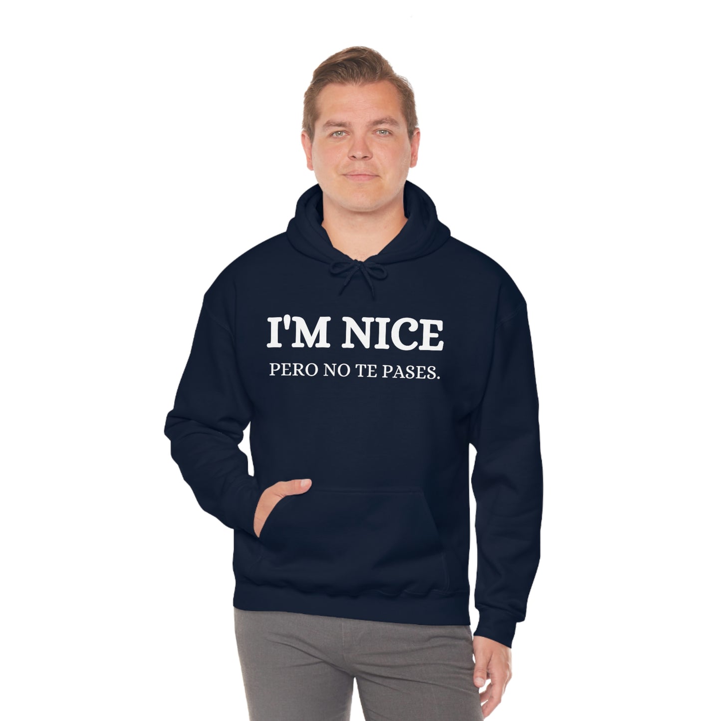I'm Nice Pero, Hoodie in White Font