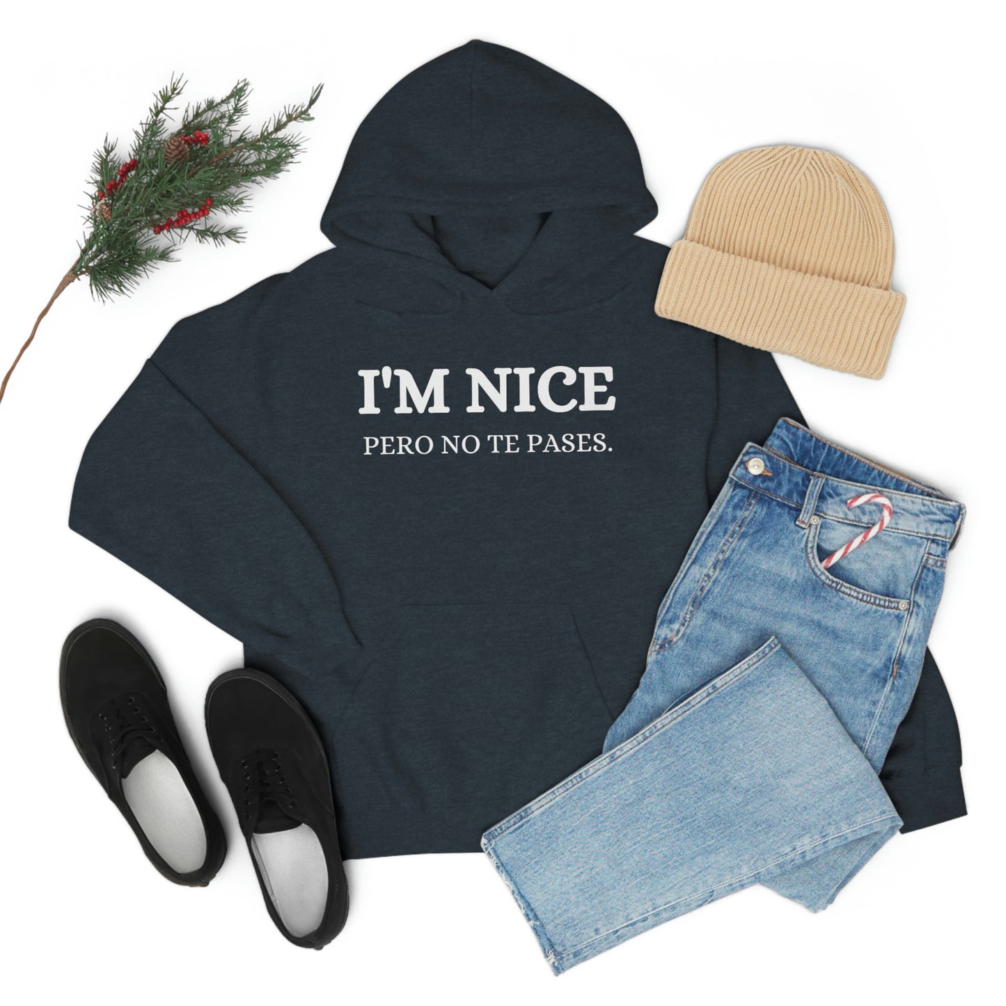 I'm Nice Pero, Hoodie in White Font
