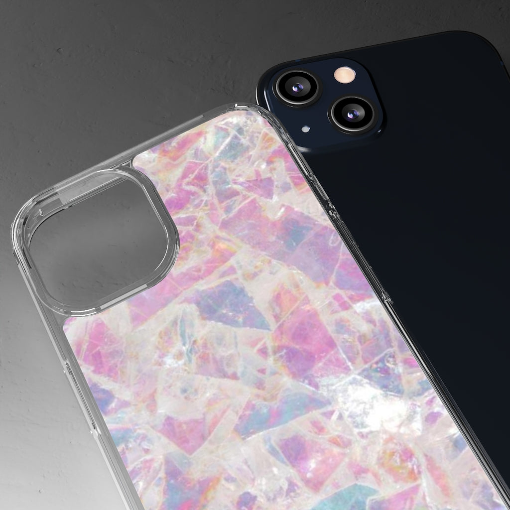 Pink Marbleized Clear Phone Case