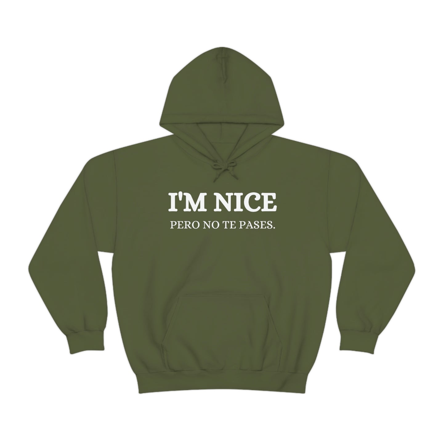 I'm Nice Pero, Hoodie in White Font