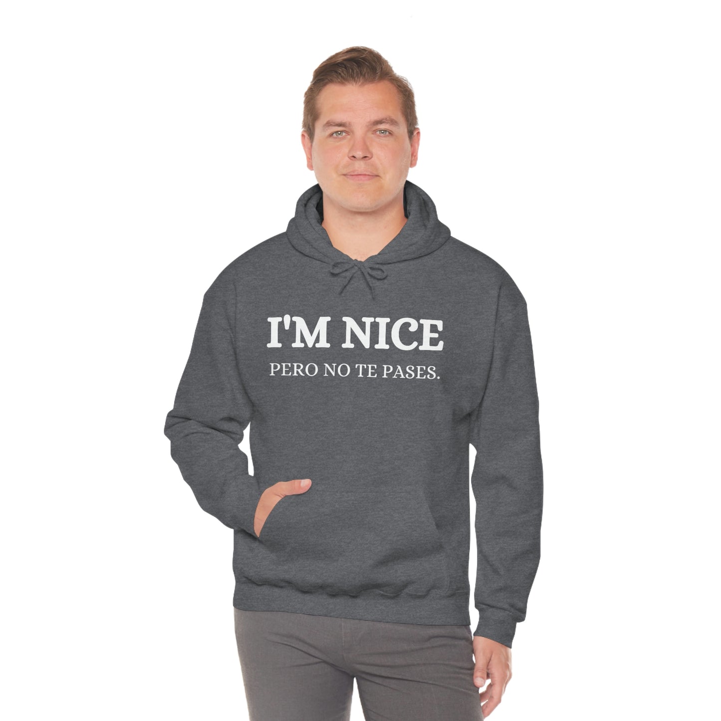 I'm Nice Pero, Hoodie in White Font