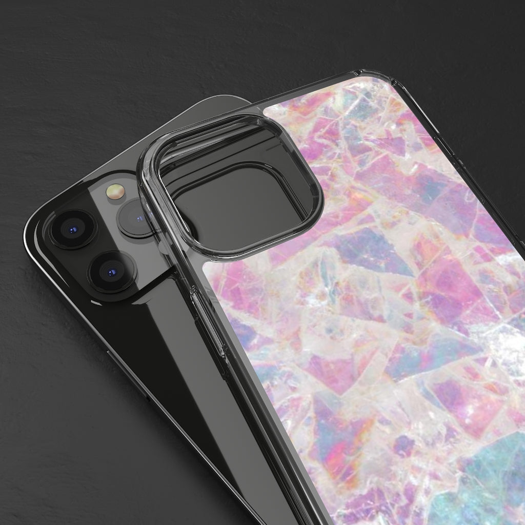 Pink Marbleized Clear Phone Case