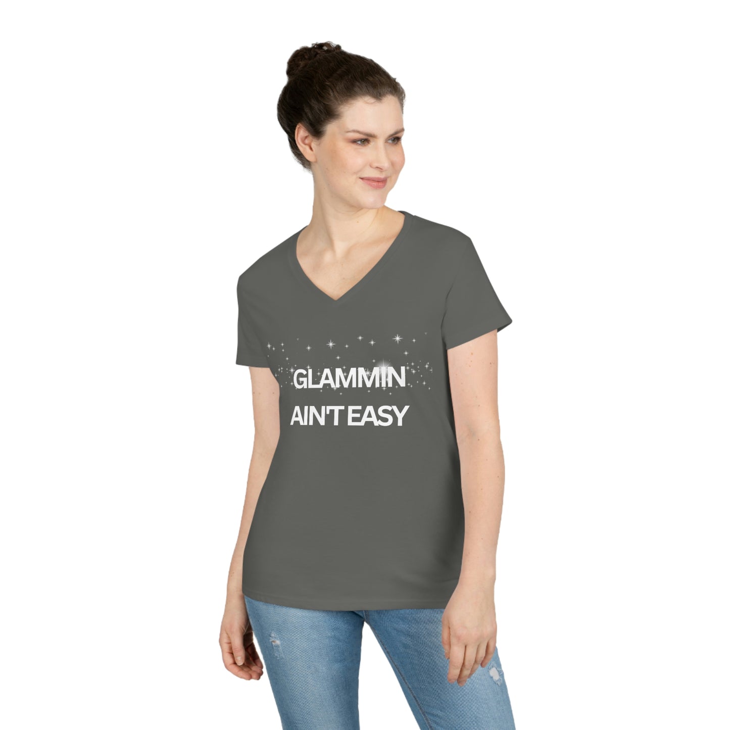 Glamming Ain't Easy, V-Neck T-Shirt