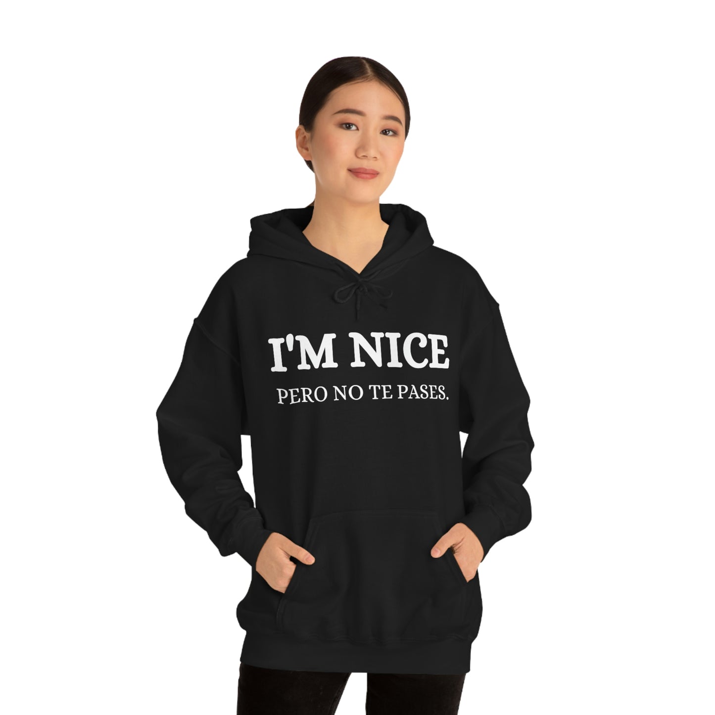 I'm Nice Pero, Hoodie in White Font