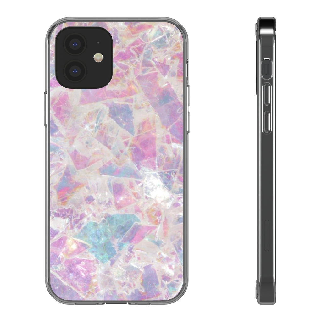 Pink Marbleized Clear Phone Case