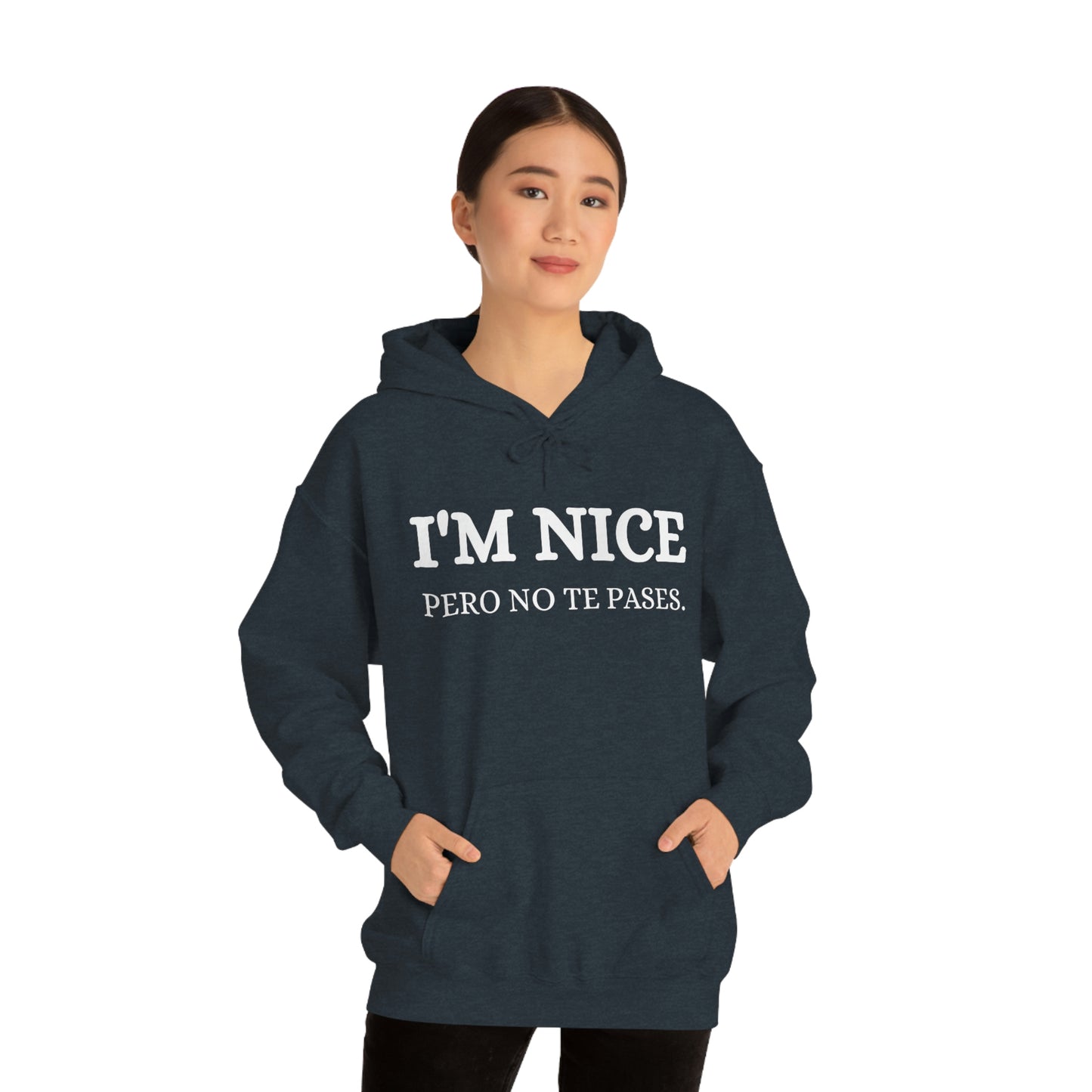 I'm Nice Pero, Hoodie in White Font