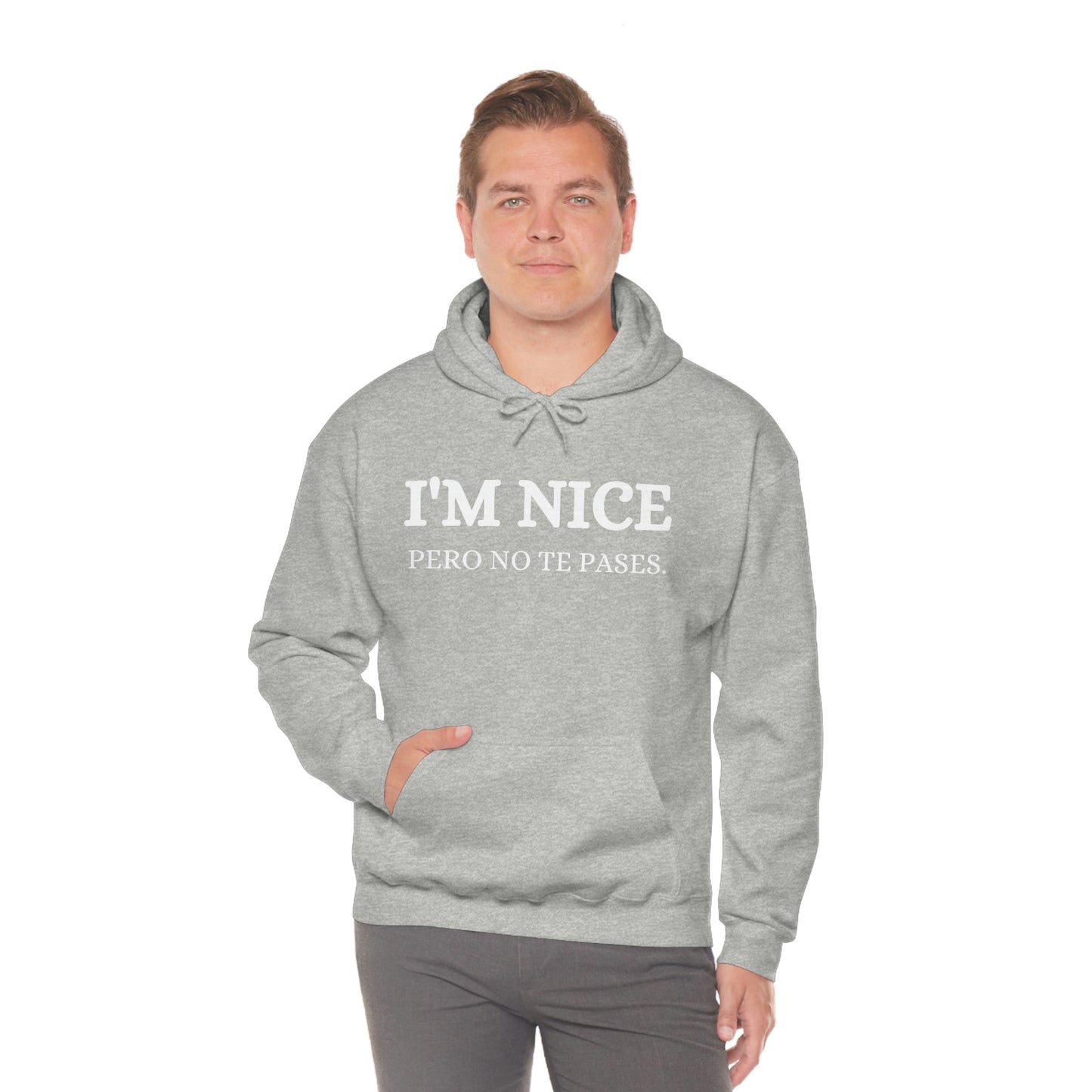 I'm Nice Pero, Hoodie in White Font