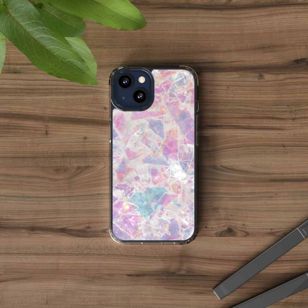Pink Marbleized Clear Phone Case