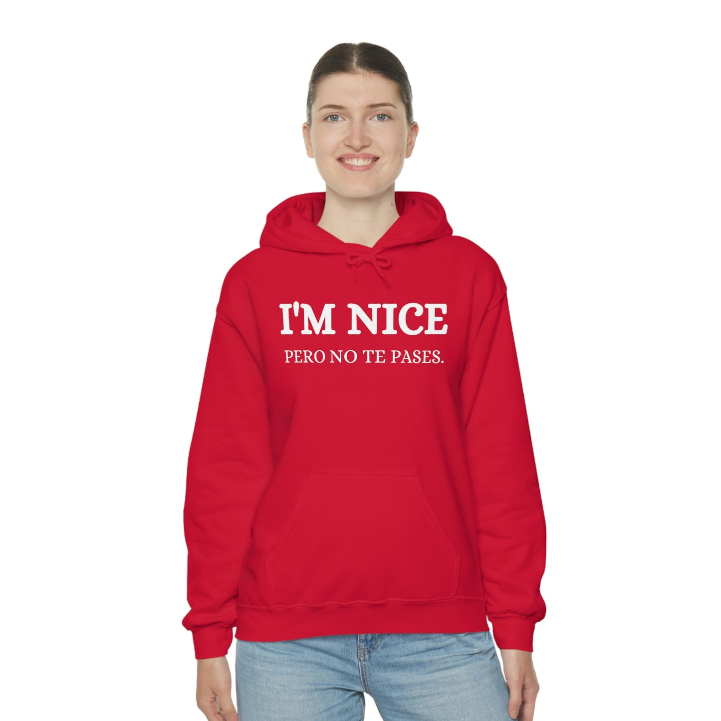 I'm Nice Pero, Hoodie in White Font