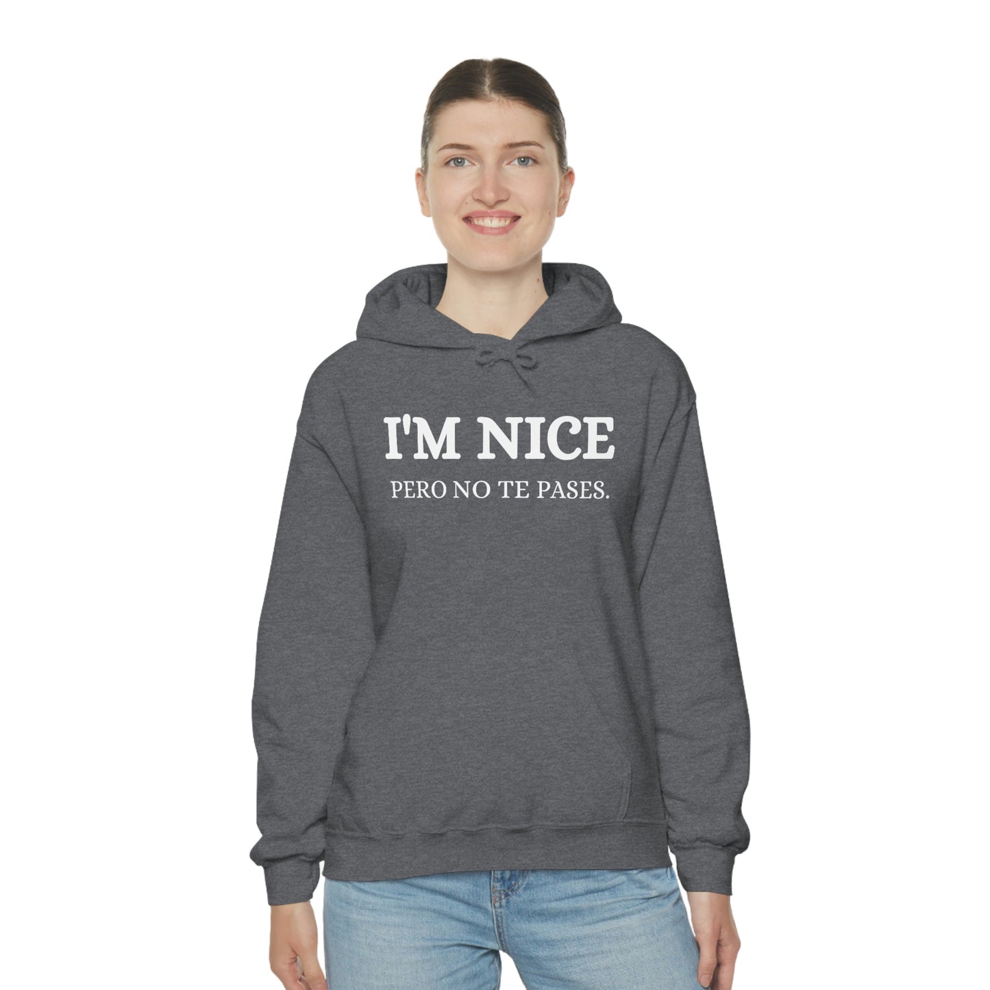 I'm Nice Pero, Hoodie in White Font