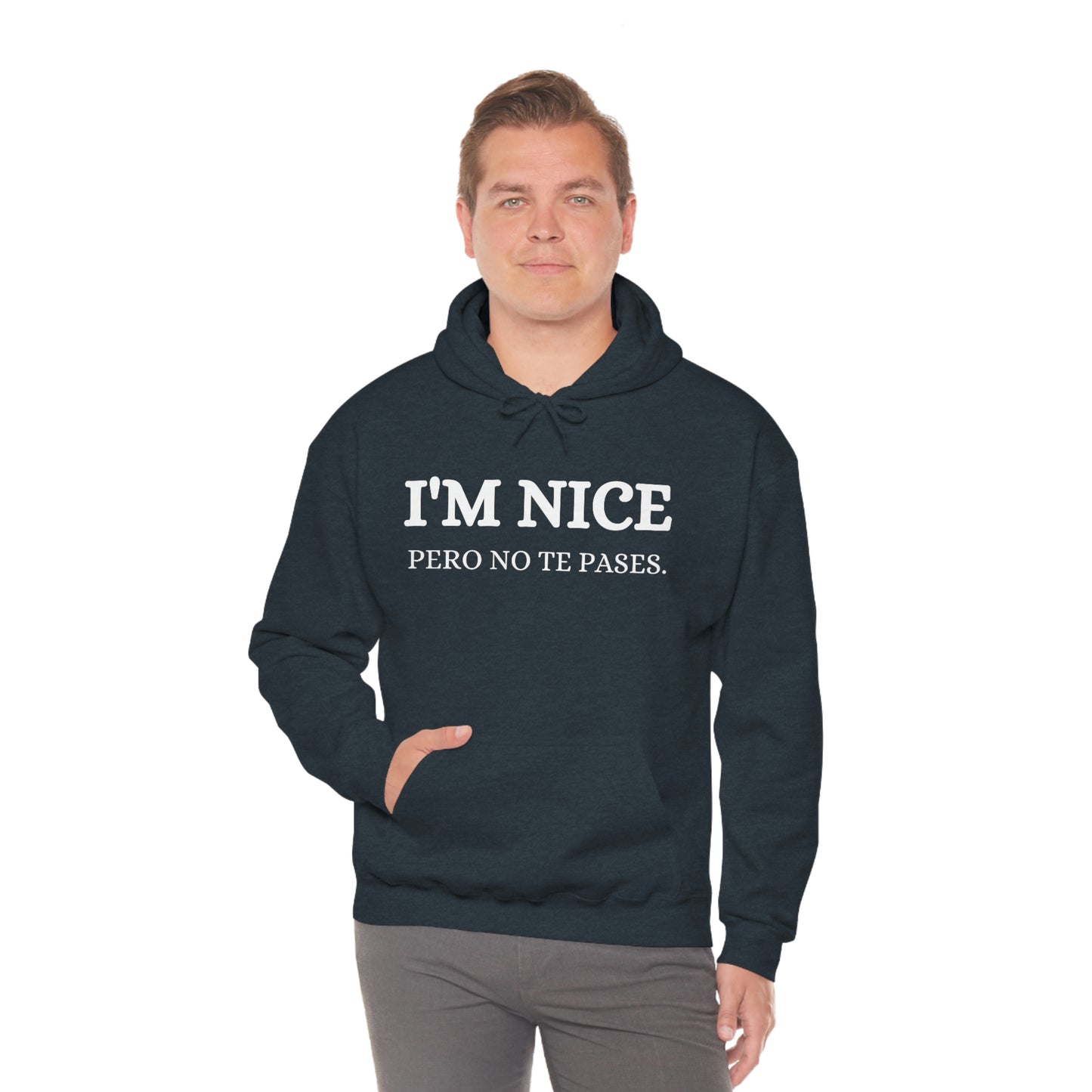 I'm Nice Pero, Hoodie in White Font