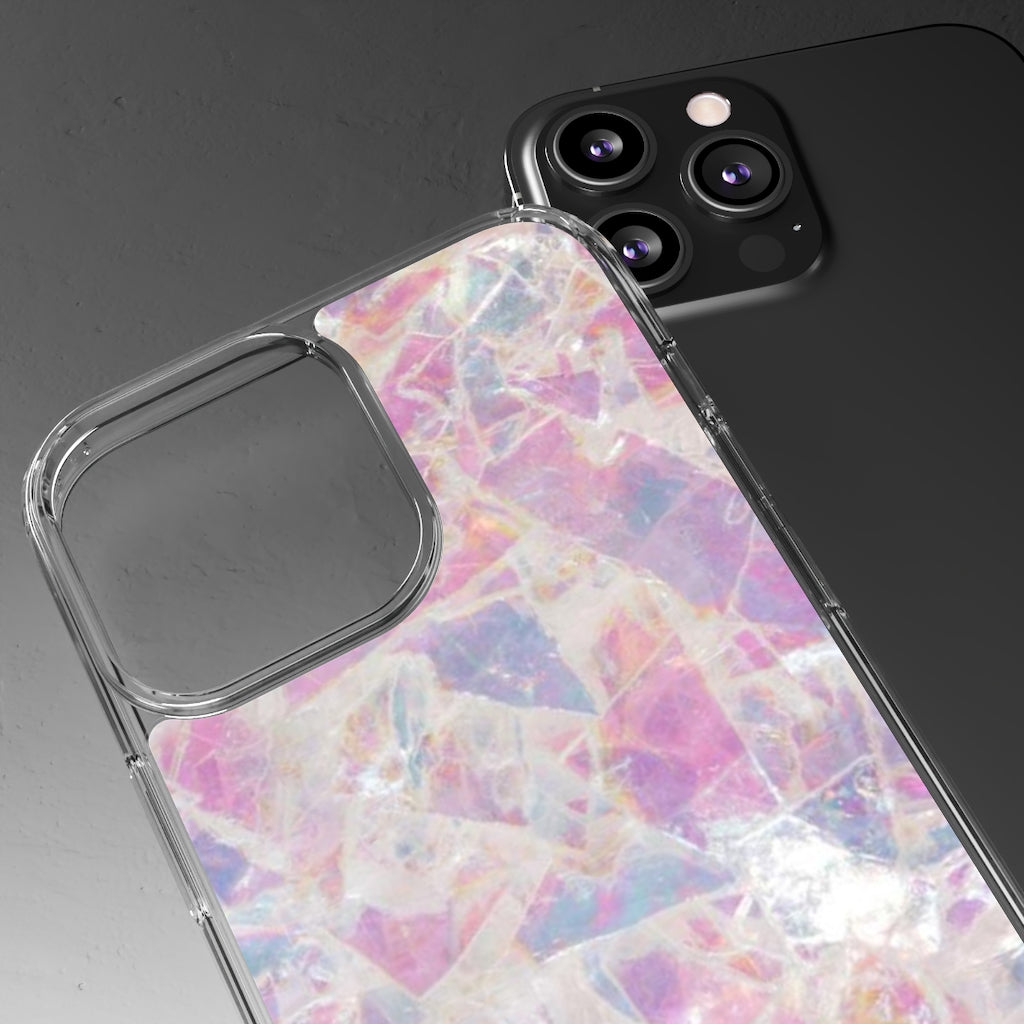 Pink Marbleized Clear Phone Case