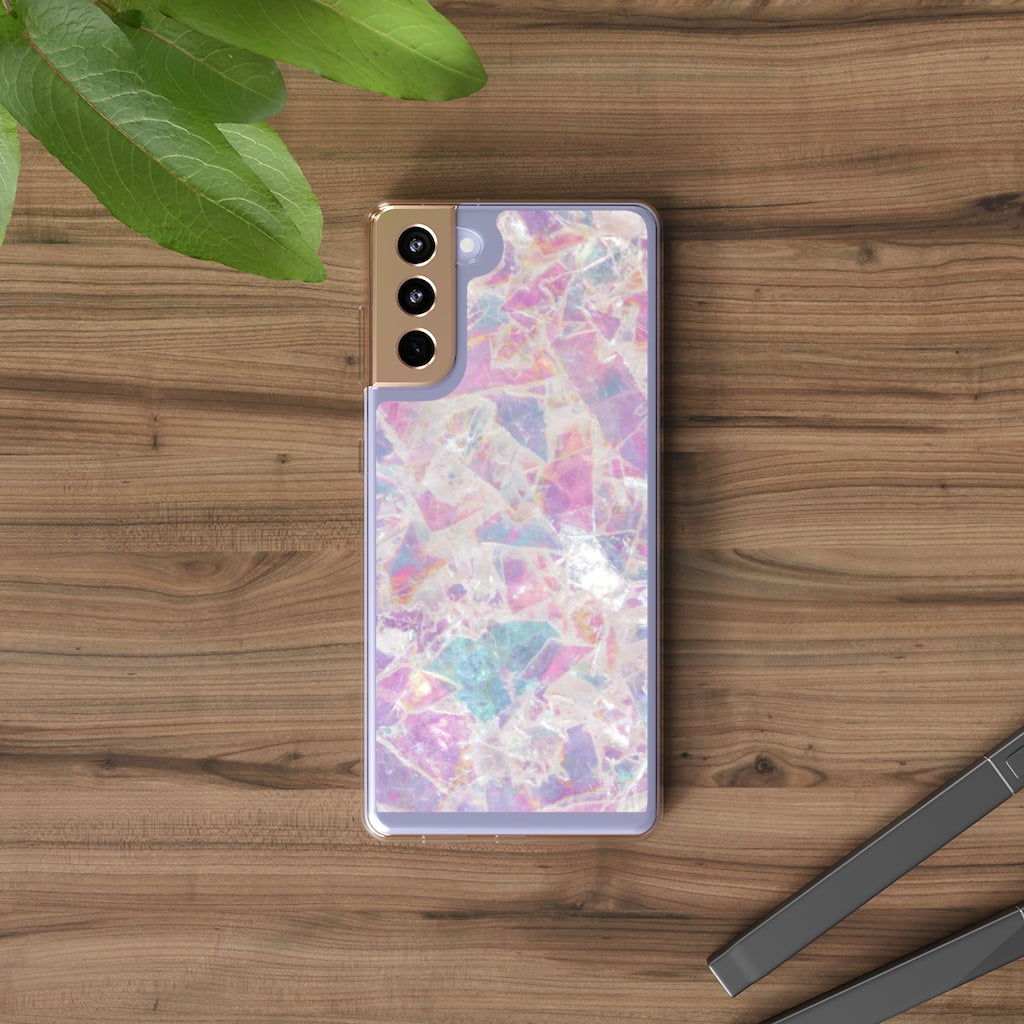 Pink Marbleized Clear Phone Case