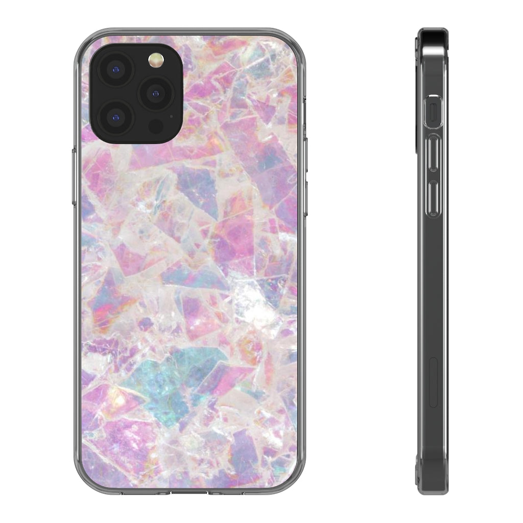 Pink Marbleized Clear Phone Case