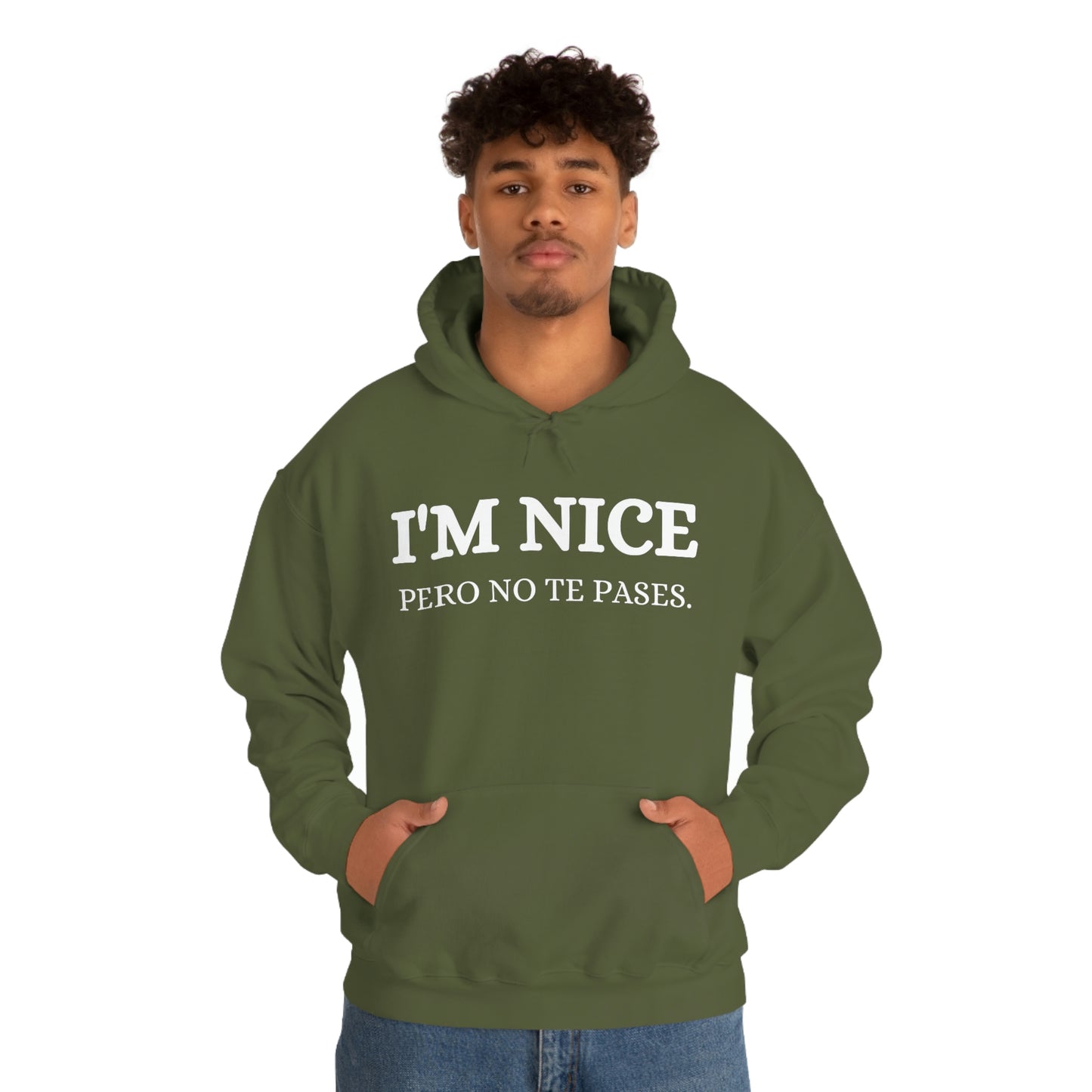 I'm Nice Pero, Hoodie in White Font