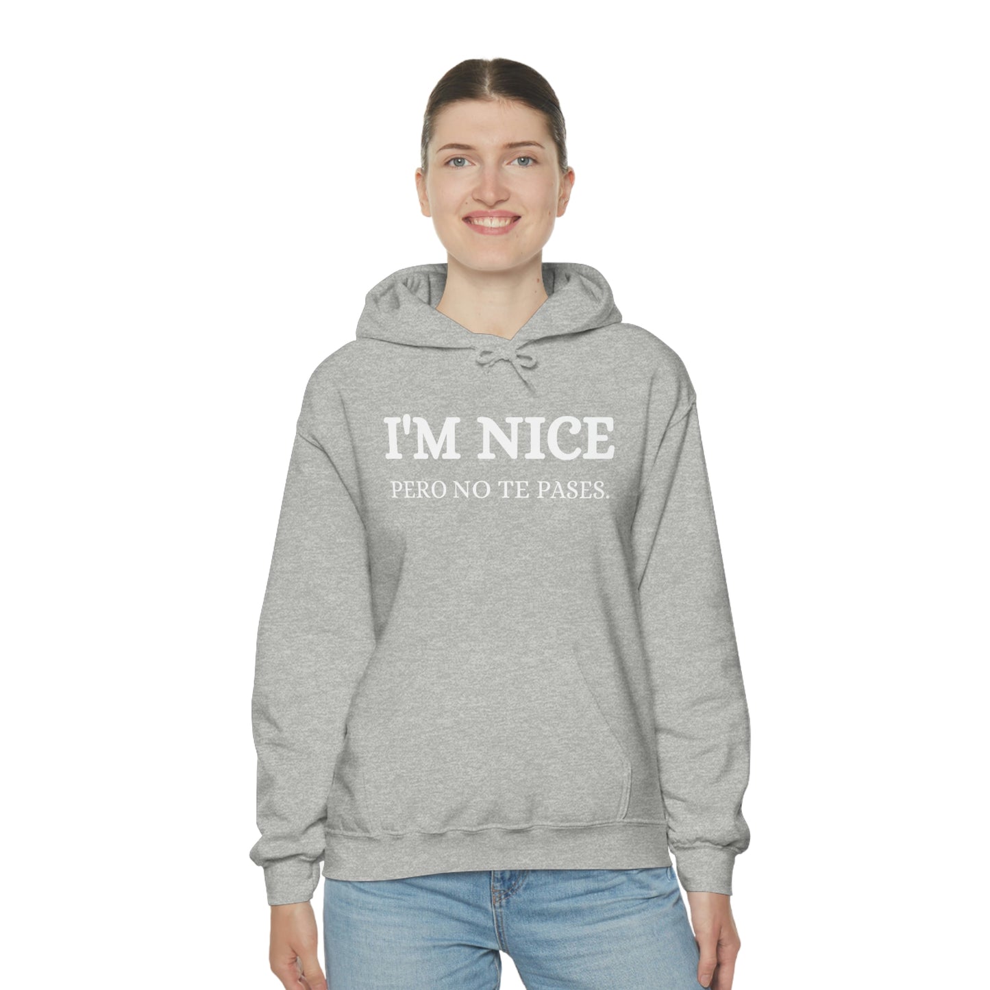 I'm Nice Pero, Hoodie in White Font