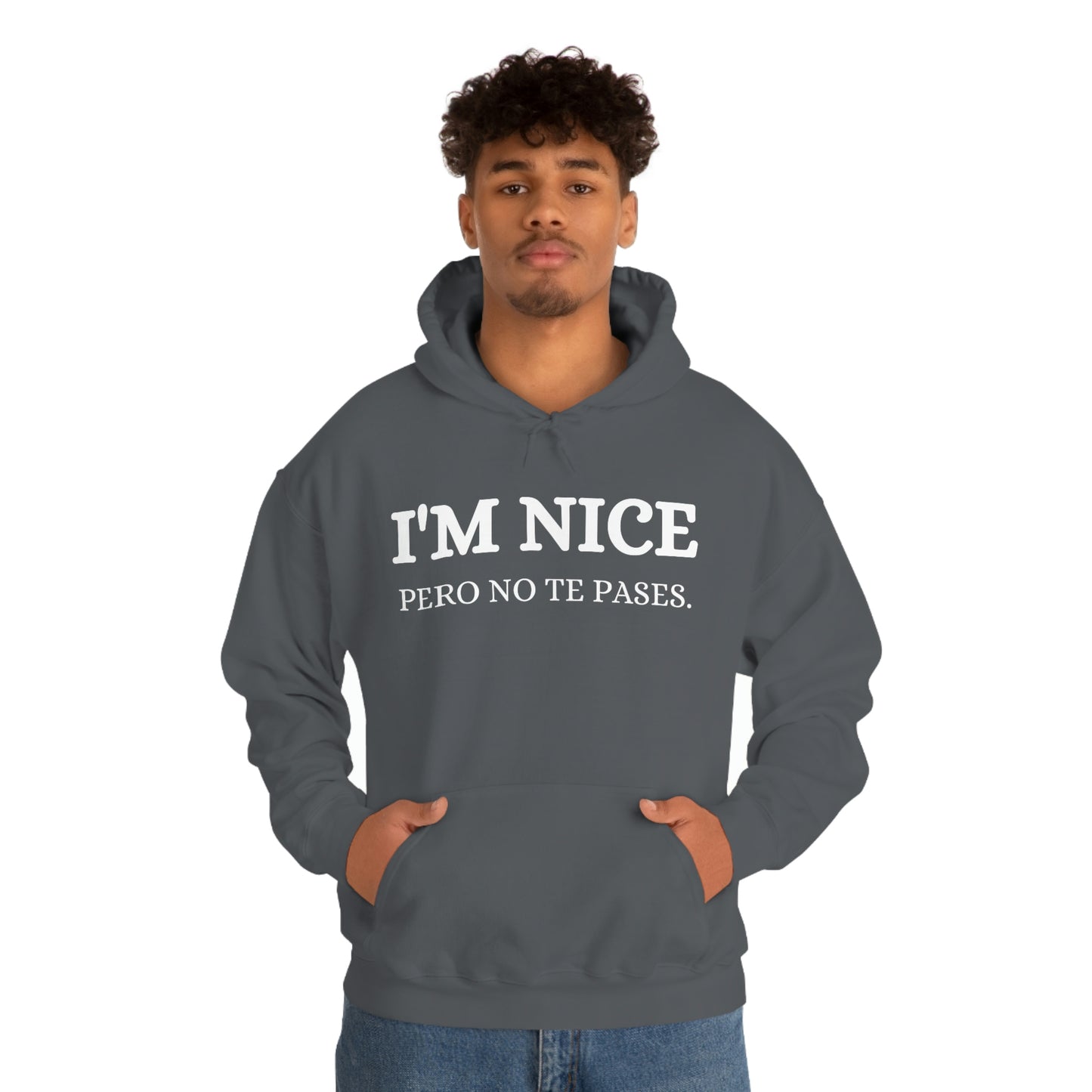 I'm Nice Pero, Hoodie in White Font