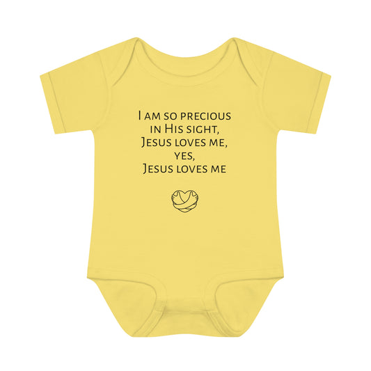 I am so precious in His sight, Infant Baby Rib Bodysuit