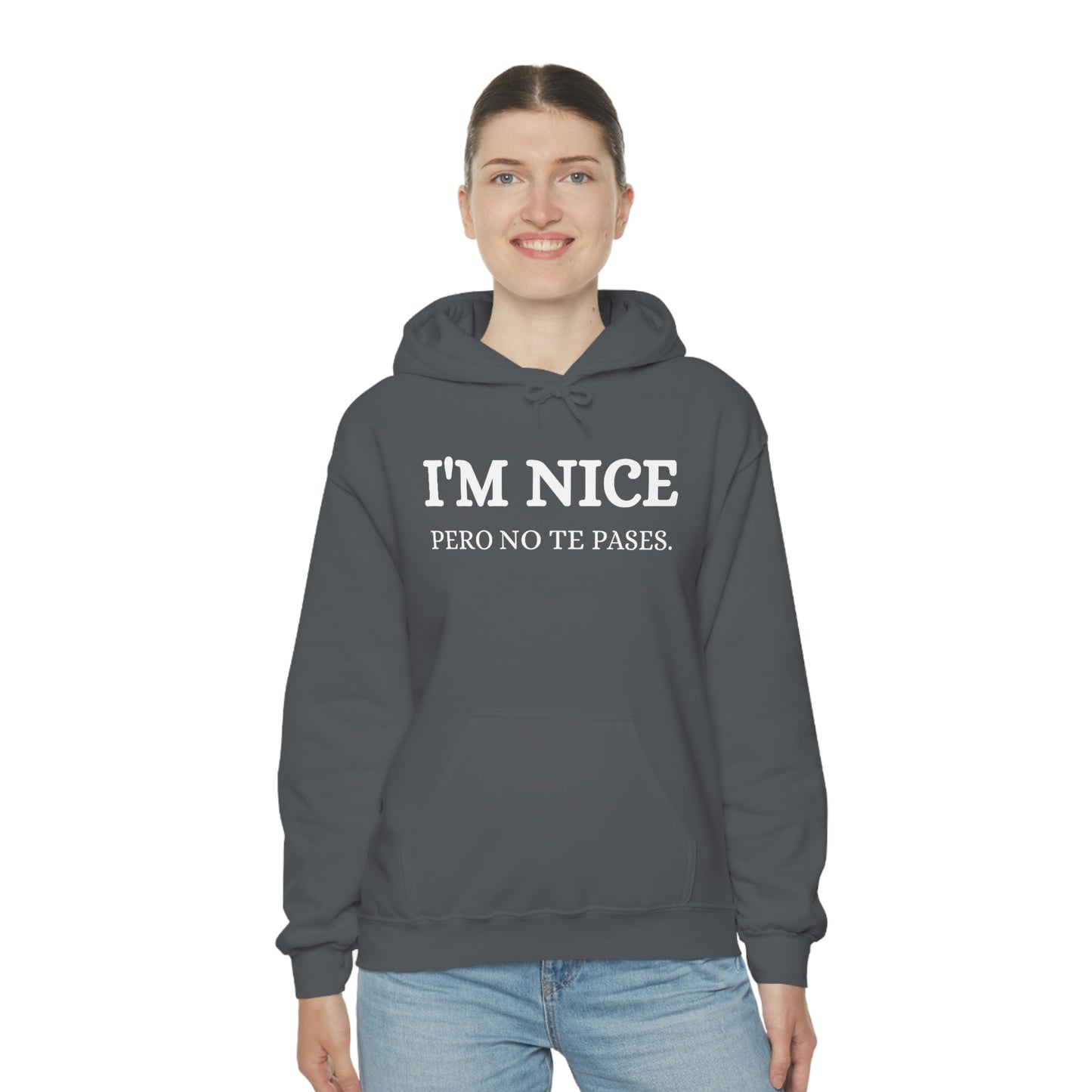 I'm Nice Pero, Hoodie in White Font