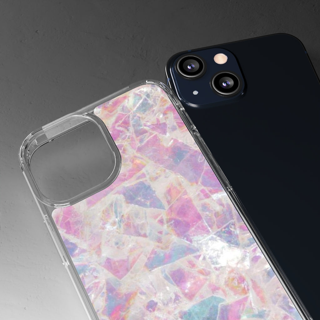 Pink Marbleized Clear Phone Case