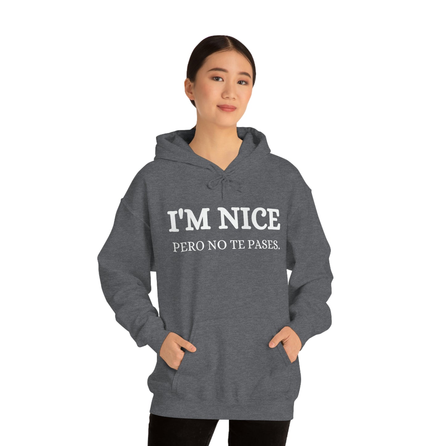 I'm Nice Pero, Hoodie in White Font