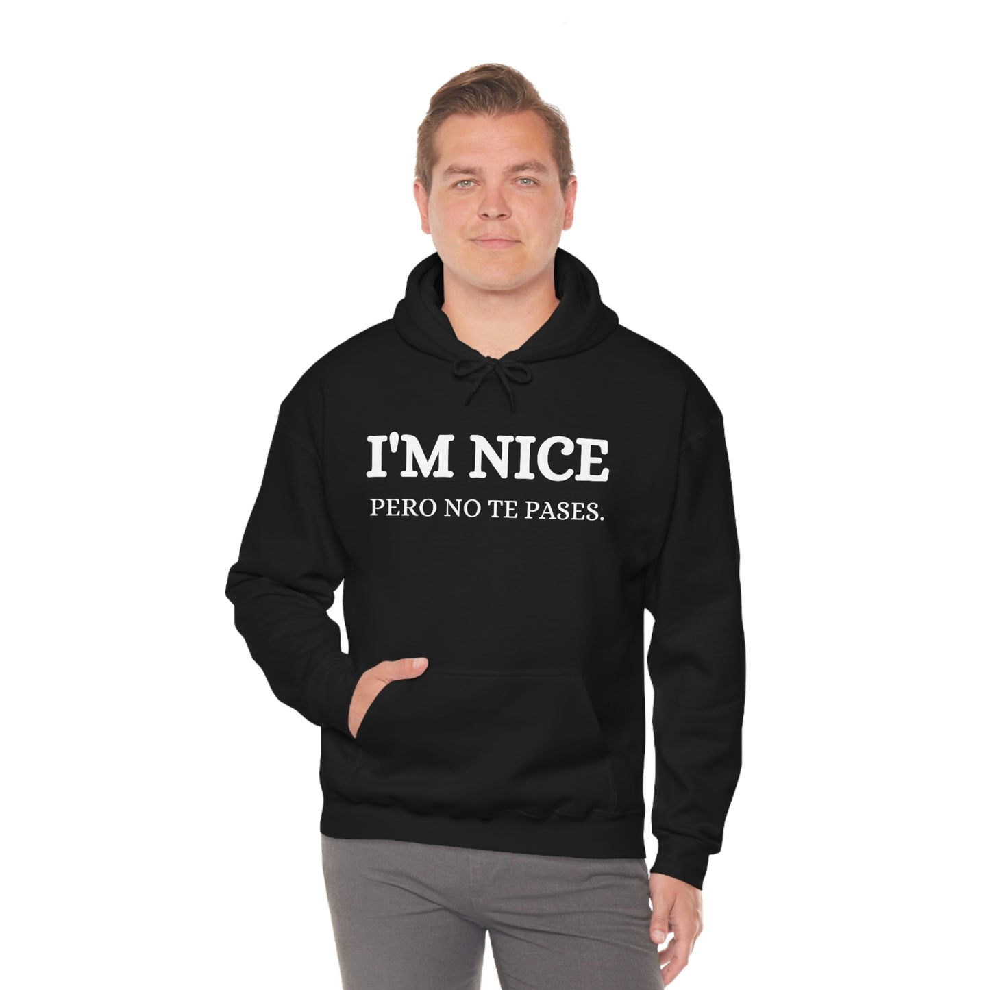 I'm Nice Pero, Hoodie in White Font