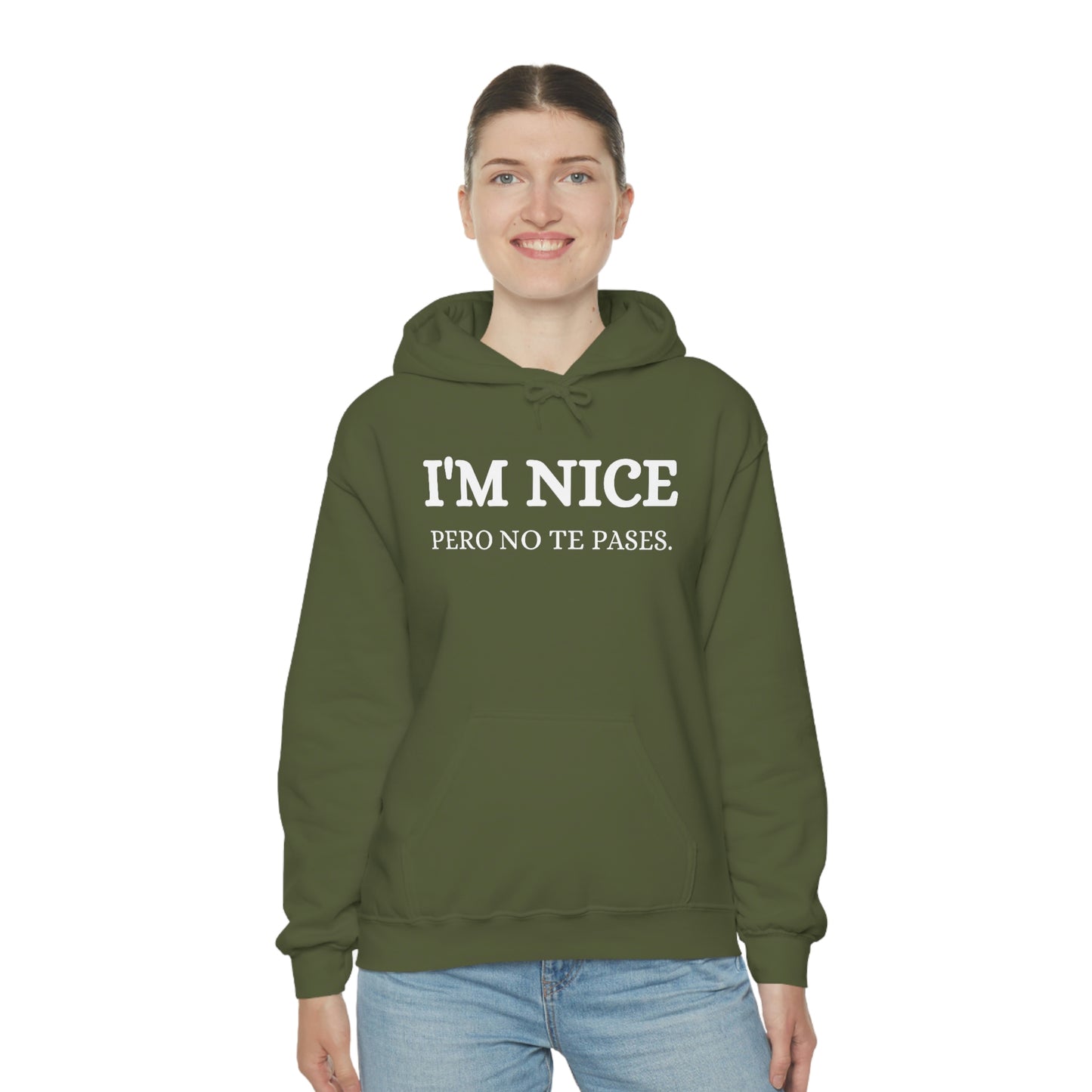 I'm Nice Pero, Hoodie in White Font