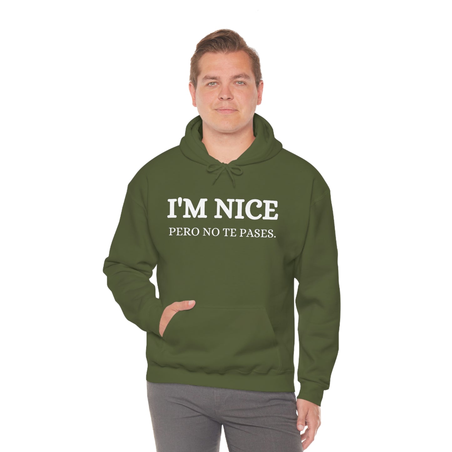 I'm Nice Pero, Hoodie in White Font