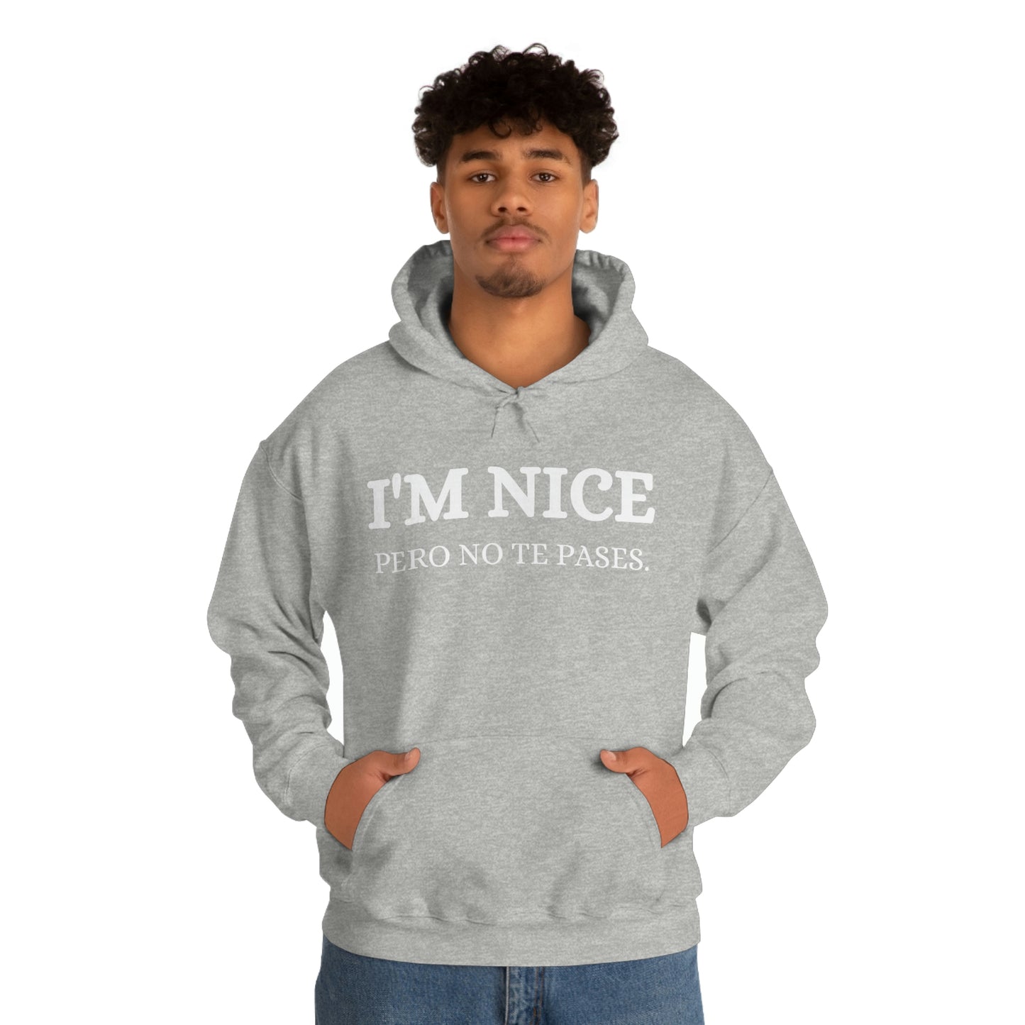 I'm Nice Pero, Hoodie in White Font