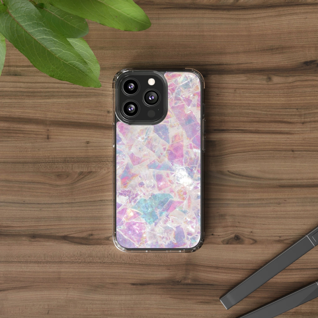 Pink Marbleized Clear Phone Case