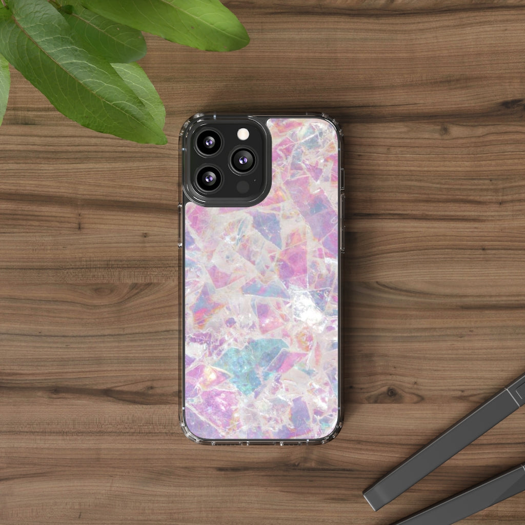 Pink Marbleized Clear Phone Case