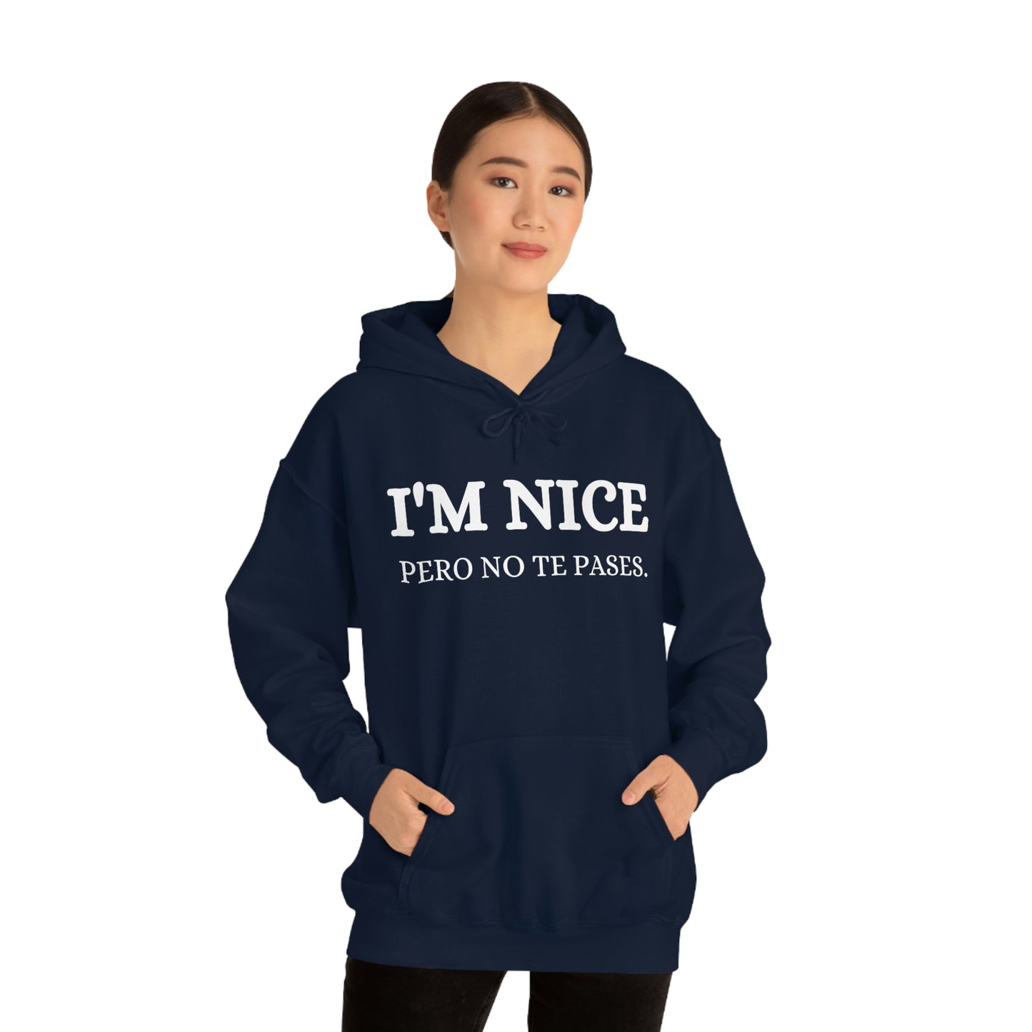 I'm Nice Pero, Hoodie in White Font