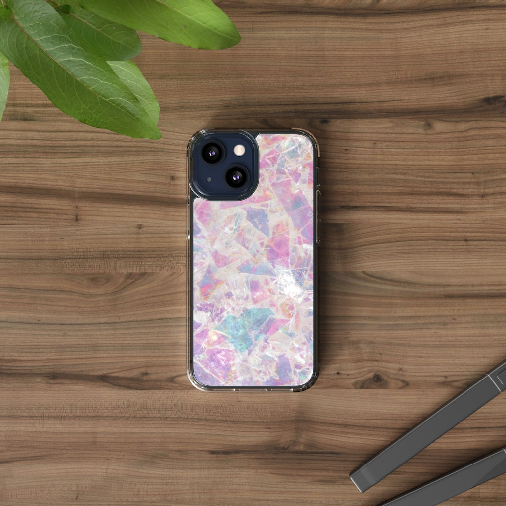 Pink Marbleized Clear Phone Case