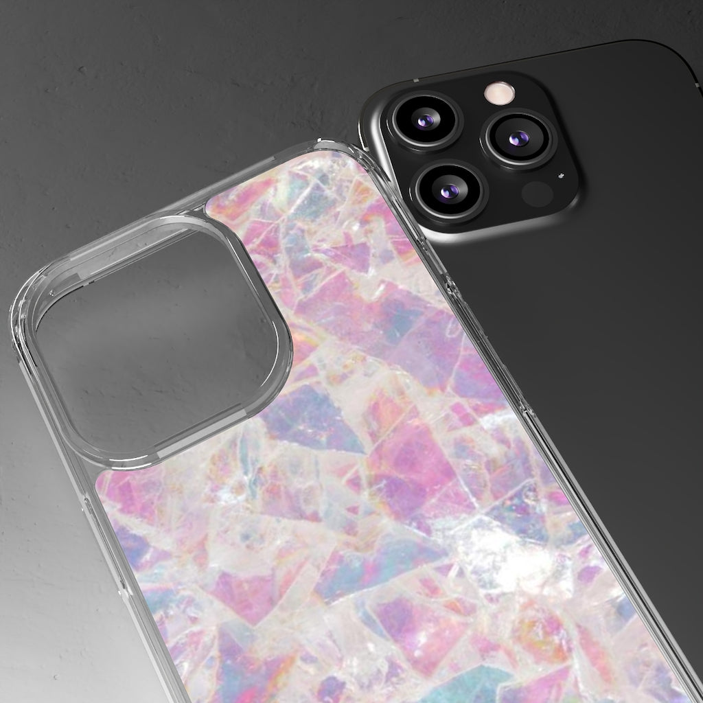 Pink Marbleized Clear Phone Case