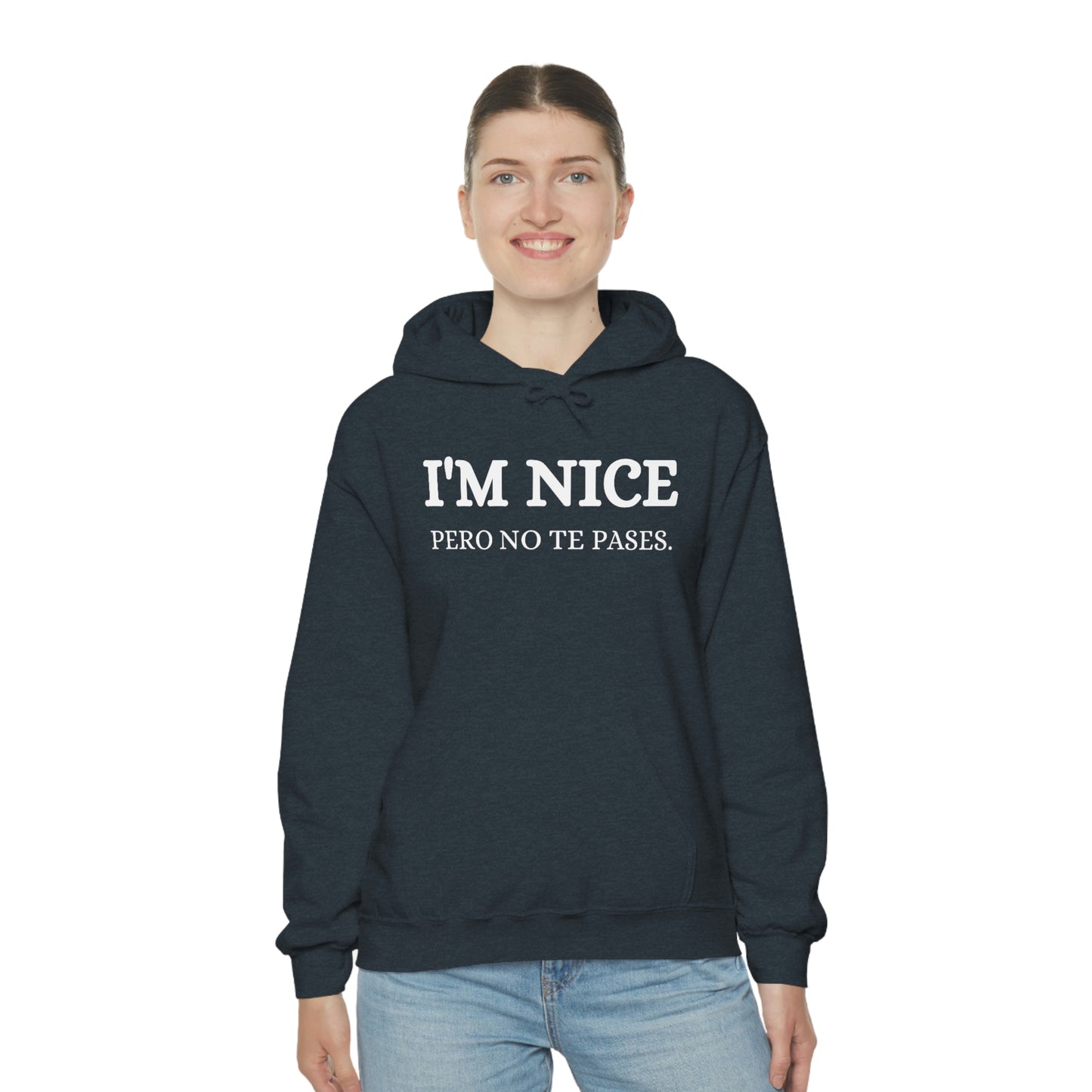 I'm Nice Pero, Hoodie in White Font