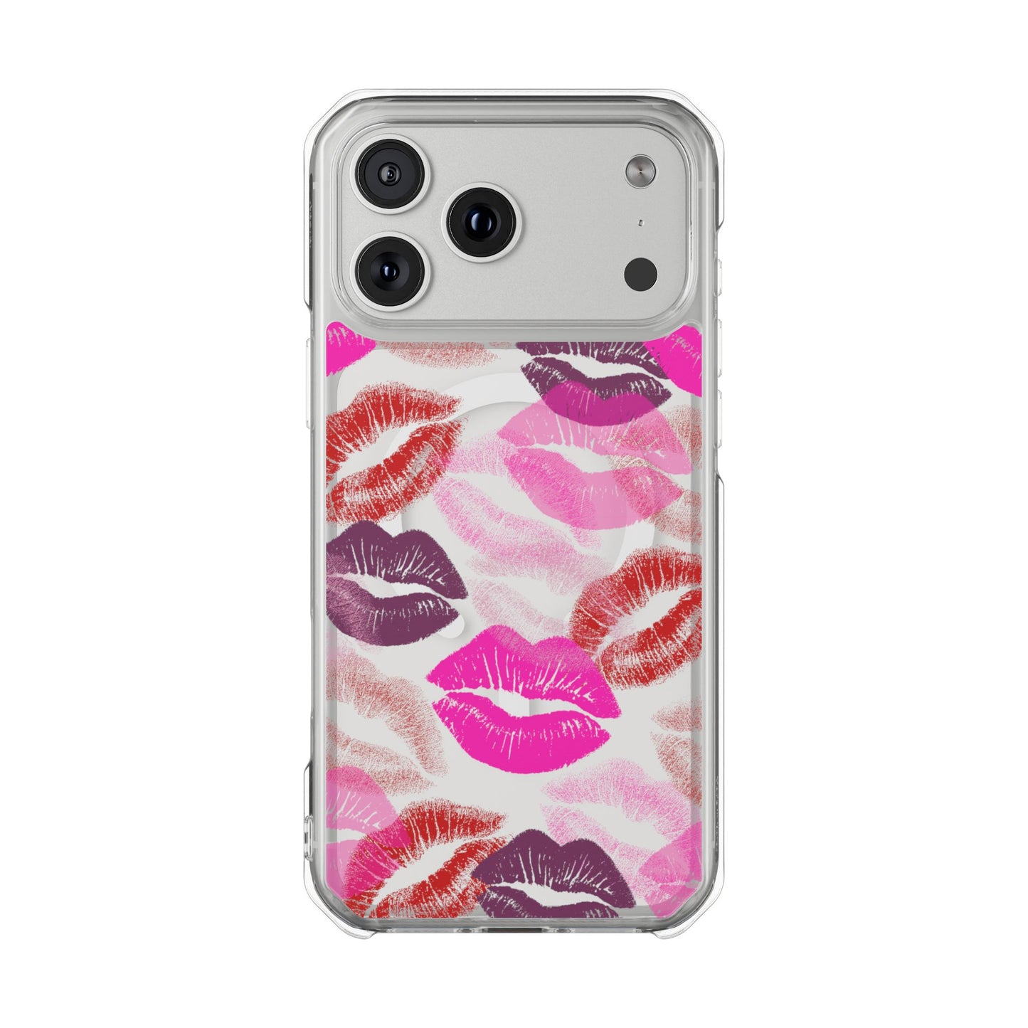 Kiss Me Bold MagSafe Phone Case — Pink & Red Kiss Lip Print
