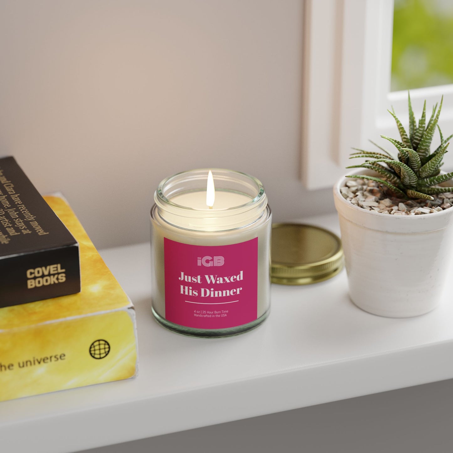 Just Waxed His Dinner Candle, Cozy Home Decor, Gift for Her, Aromatherapy, Seasonal fall Candle