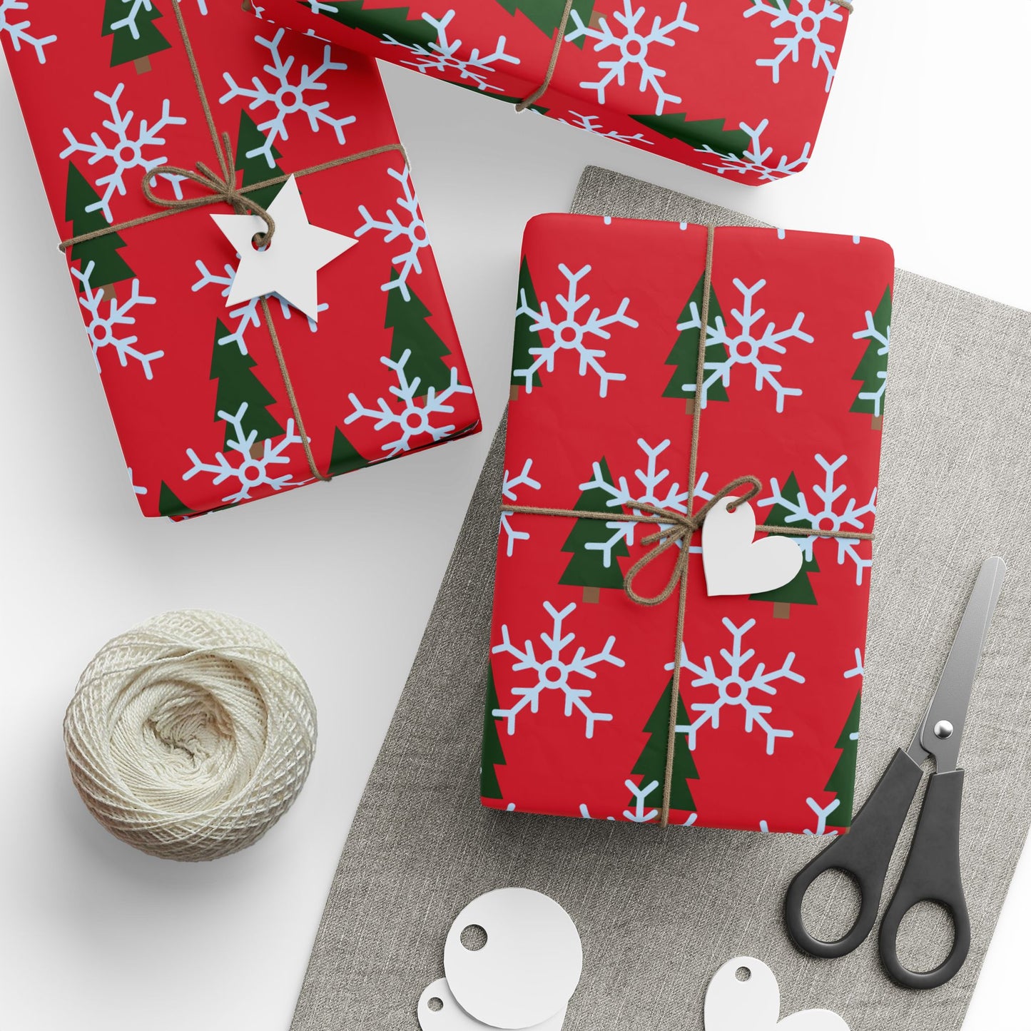 Christmas & Snow Red Wrapping Paper