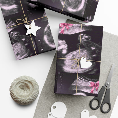It's a Girl! Baby Announcement Gift Wrap, Unique Baby Shower Wrap, Personalized Sonogram Paper, Fun Pregnancy Reveal, New Parent Gift Wrap