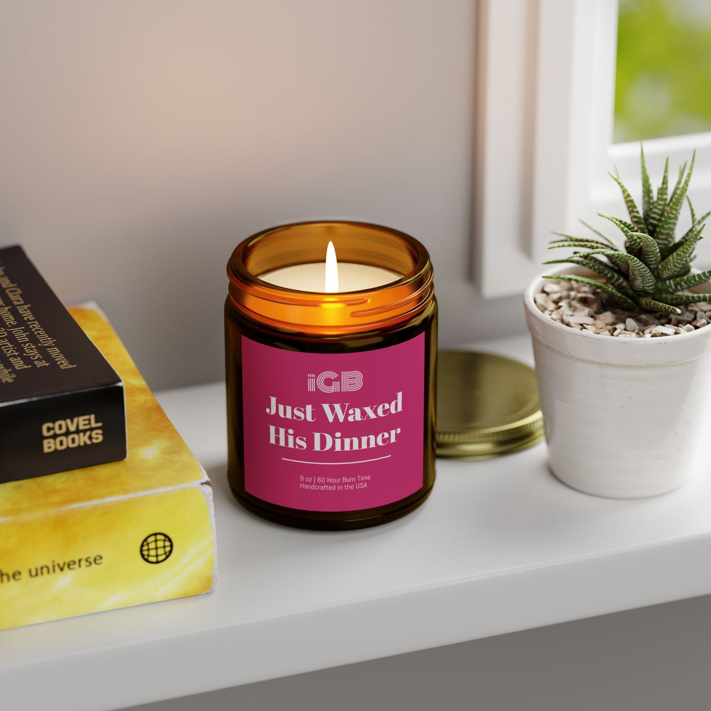 Just Waxed His Dinner Candle, Cozy Home Decor, Gift for Her, Aromatherapy, Seasonal fall Candle