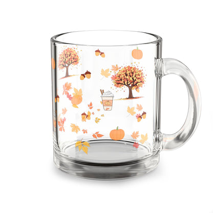 Autumn Vibes Glass Mug, Fall Coffee Cup, Seasonal Drinkware, Cozy Kitchen Decor, Thanksgiving Gift, Hand-Painted Mugs