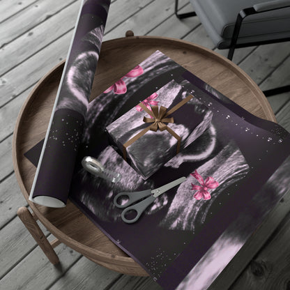 It's a Girl! Baby Announcement Gift Wrap, Unique Baby Shower Wrap, Personalized Sonogram Paper, Fun Pregnancy Reveal, New Parent Gift Wrap