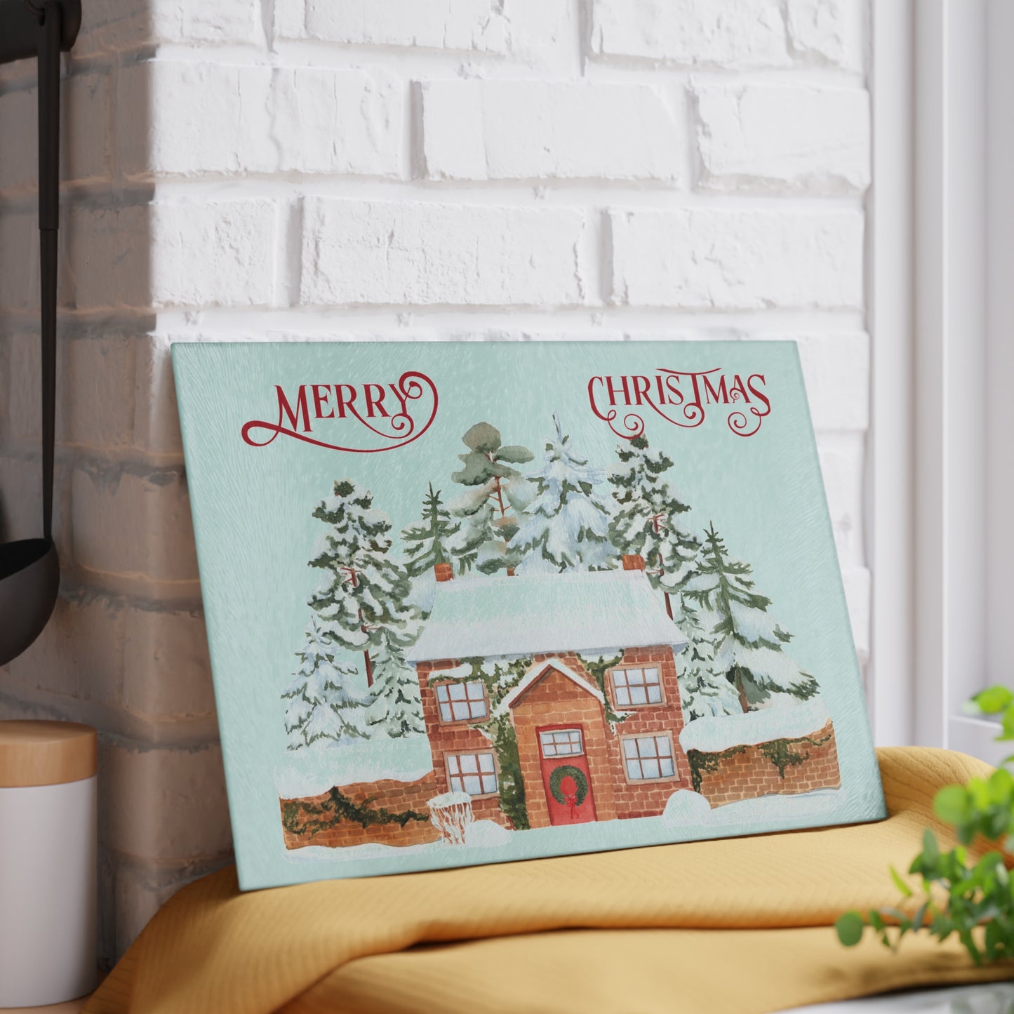 Christmas-Themed Glass Cutting Board, Holiday Kitchen Decor, Unique Gift for Home Cooks, Festive Cooking Accessory, Winter Wonderland [...]