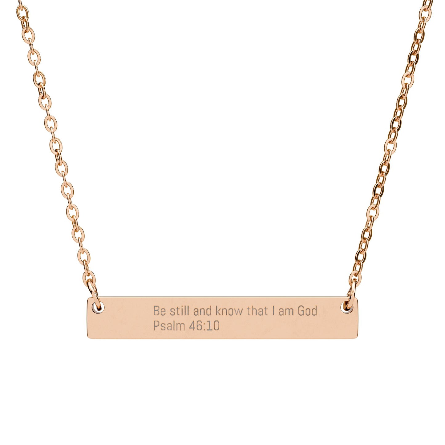 Be Still Necklace – Psalm 46:10 Engraved Gold Bar Necklace for Women | Faith Jewelry Gift, Minimalist Christian Necklace