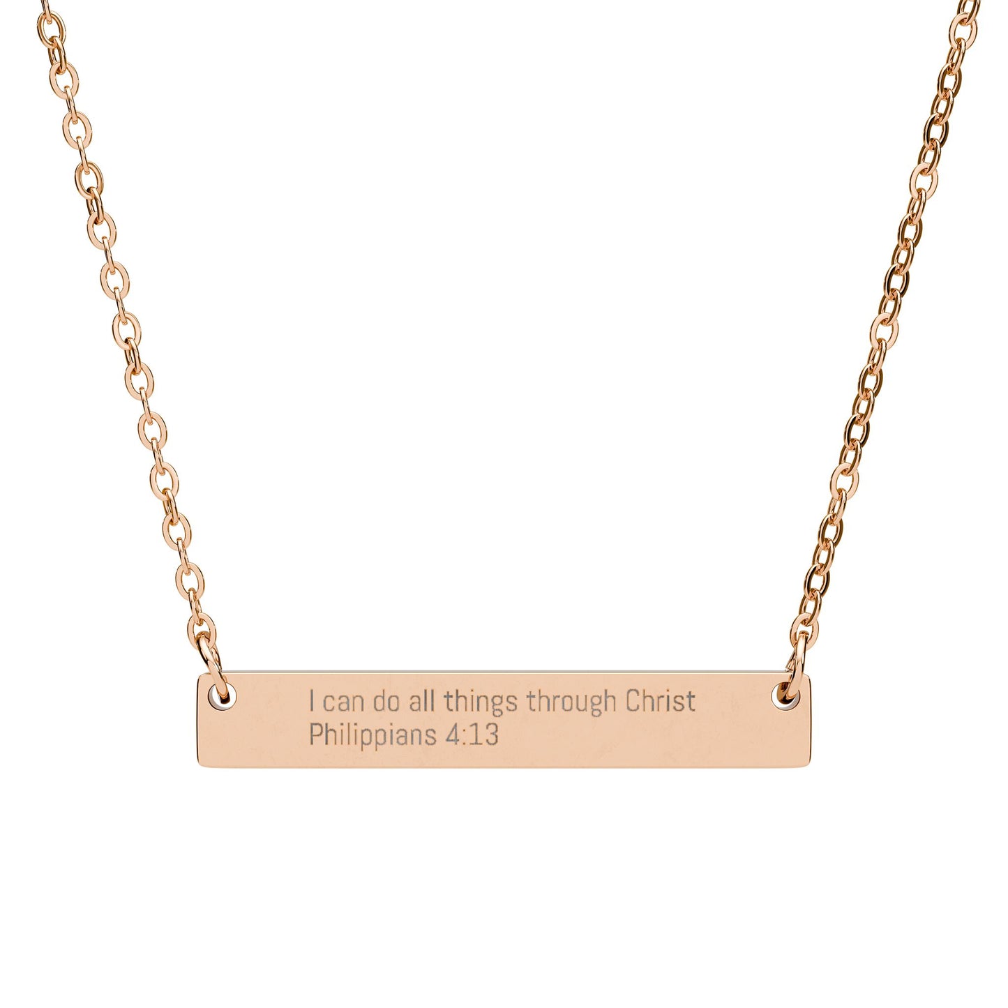 I Can Do All Things Through Christ Necklace – Philippians 4:13 Engraved Gold Bar Necklace for Women | Faith Jewelry Gift, Minimalist Christian Necklace