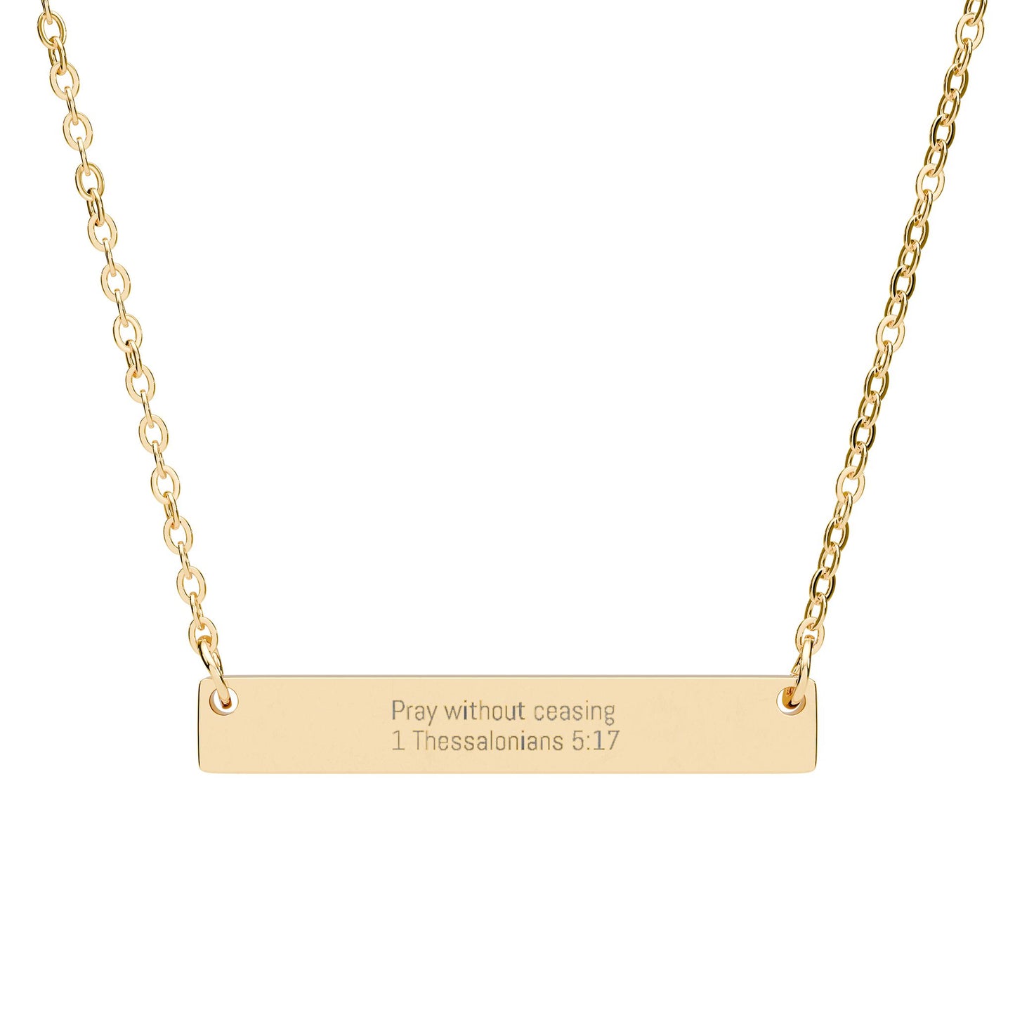 Pray Without Ceasing Necklace – 1 Thessalonians 5:17 Engraved Gold Bar Necklace, Christian Inspirational Jewelry, Faith Gift for Women
